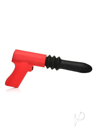 Master Series Thrusting Pistola Rechargeable Silicone Vibrator - Black/Red