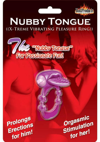 Nubbie Tongue Vibrating Silicone Cock Ring Waterproof - Purple