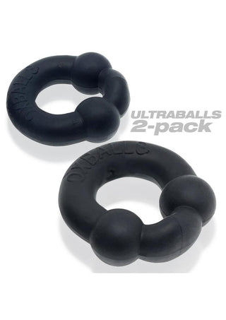 Oxballs Ultraballs Cock Ring Set (2 Pack)- Night Edition - Black