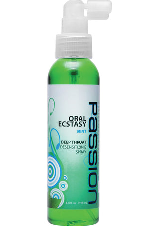 Passion Oral Ecstasy Throat Desensitizing Spray with Benzocaine 4oz - Mint