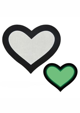 Peekaboo Glow In The Dark Hearts Pasties - Black/Glow In The Dark/Green