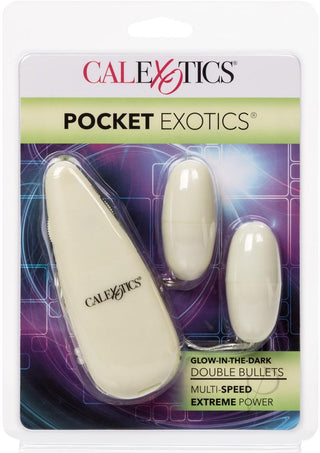 Pocket Exotics Glow In The Dark Double Bullets - Glow - Glow In The Dark/Ivory