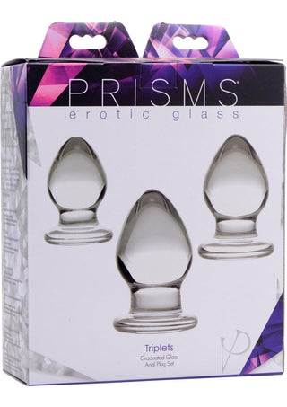 Prisms Triplets 3 Piece Glass Anal Plug Kit - Clear