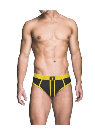 Prowler Red Ass-Less Brief - Black/Yellow - Large