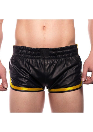 Prowler Red Leather Sport Shorts - Black/Yellow - Medium