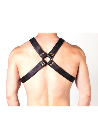 Prowler Red X Chest Harness - XXLarge - Black/Brass - Black/Metal