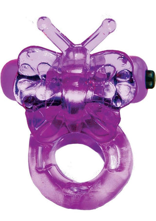 Purrfect Pets Buzzy Butterfly Silicone Stimulator with Vibrating Bullet - Purple