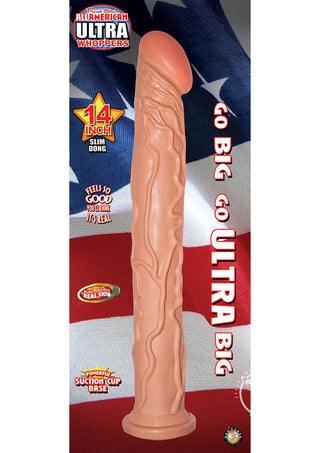 Real Skin All American Ultra Whoppers Slim Dildo - Flesh/Vanilla - 14in