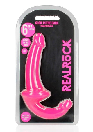 Realrock Strapless Strap-On Glow In The Dark Dildo - Pink - 6in