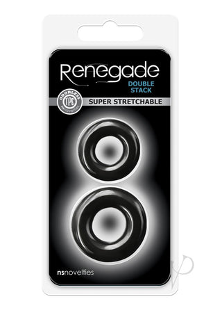 Renegade Double Stack Super Stretchable Cock Rings - Black - Set Of 2