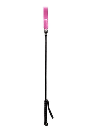 Rouge Leather Riding Crop with Slim Tip - Pink