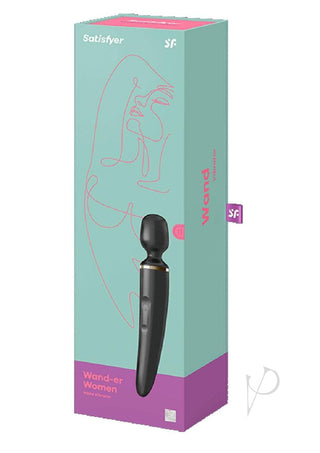 Satisfyer Wand-Er Woman USB Rechargeable Silicone Massager - Black/Gold - 13in