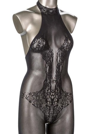 Scandal Halter Lace Body Suit - Black - Plus Size/Queen