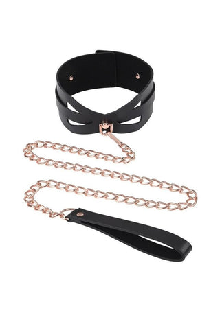 Sex and Mischief Brat Collar Andamp; Leash - Black/Rose Gold