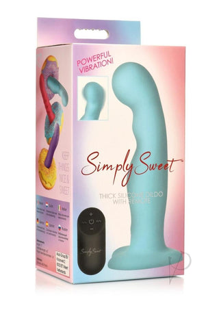 Simply Sweet 21x Vibrating Thick Rechargeable Silicone Dildo with Remote - Teal