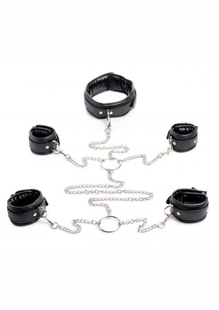 Strict Slave Bondage Shackle - Black/Metal - Set