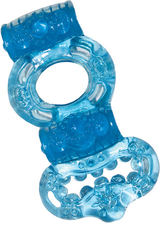 The Macho Ultimate Ring Double Power Cock and Ball Vibrating Cock Ring - Blue