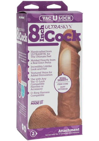 Vac-U-Lock Ultraskyn Dildo - Chocolate - 8in